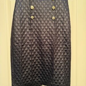 Chic Black Quilted Pencil Skirt